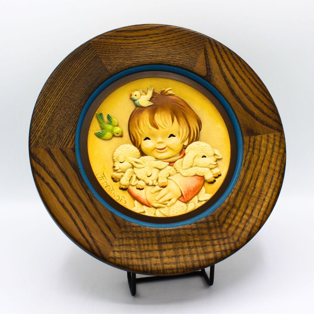 Vintage ANRI Mother’s Day Plate Spring Arrivals Italy by Ferrandiz Wood Frame